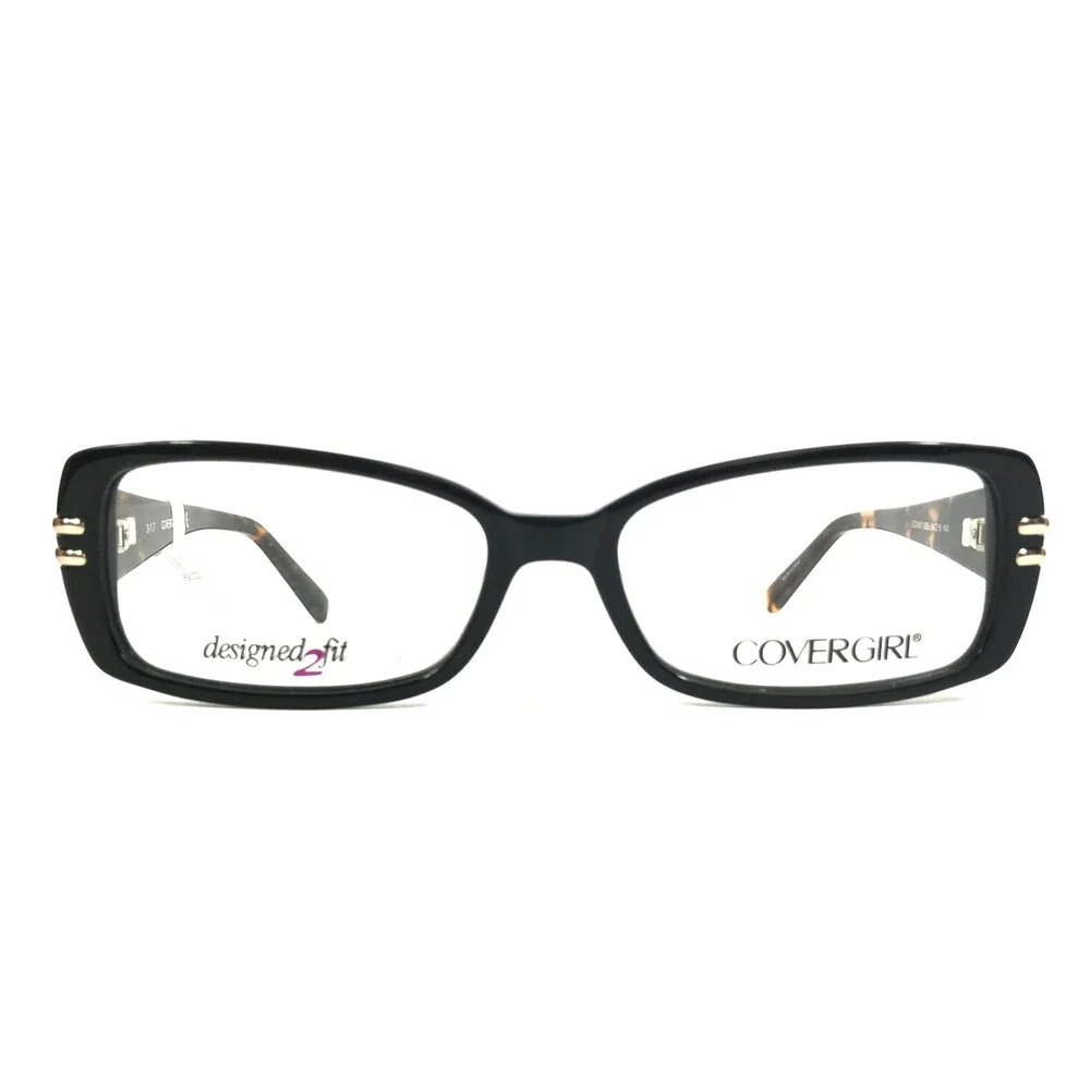 Covergirl Eyeglasses Frames CG0451 005 Black Brown Rectangle Full Rim 54-16-140